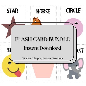 Cartes flash imprimables pour enfants - Météo, formes, émotions et images d'animaux | Pack d'apprentissage précoce | Activités préscolaires
