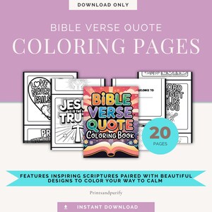 Inspiring Bible Quotes, Printable Coloring Sheets for Spiritual Creativity, Christian Art Therapy, Colorful Scripture Pages
