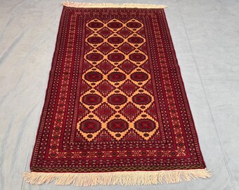 4'2x6'4 Vintage Afghan Baluchi Tribal Rug, Zahir Shahi Design, Top Quality Nomadic Decor Rug, Rare Wool Oriental Area Rug, Living Room Rug