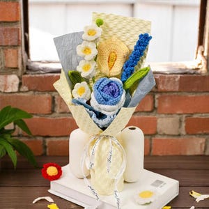 Creative Crochet Bouquet, Knitted Flower Bouquet For Anniversary, Handmade Gift, Original 2025 Gift, Gift For Mom, Sister Gift, Wedding Gift
