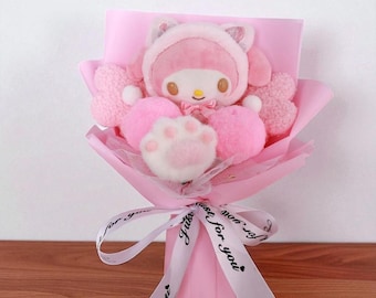 Plüsch-Blumenstrauß, bunte Anime-inspirierte Blumen, Abschluss-Blumenstrauß, einzigartiges Geburtstagsgeschenk, Klasse von 2026 Geschenk, Abschluss-Andenken