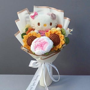 Plush Flower Bouquet, Crochet Rose Sunflower Bouquet, Forever Flower Bouquet, Back to School Bouquet, Perfect Kids Gift, Colorful Bouquet