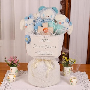Cartoon Plush Flower Bouquet, Graduation Gift, Kawaii Plush, Cute Kids Gift, Colorful Anime Bouquet, 2025 Trendy Gift, Instagrammable Gift