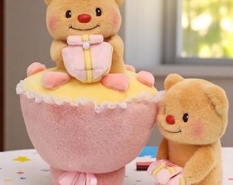 Ramo de oso de peluche: regalo de flores kawaii, graduación, baby shower