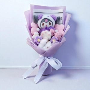 Unique Plush Flower Bouquet, Toddler Gift, Colorful Plush Anime Bouquet, Best Friend Gift, Kawaii Plushies, Forever Flowers, Cartoon Heroes