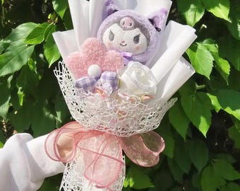 Plush Flower Bouquet, Forever Flower Bouquet, Colorful Anime Bouquet, Trendy Anniversary Gift, Unique Toddler Gift, Kawaii Plushies Flowers
