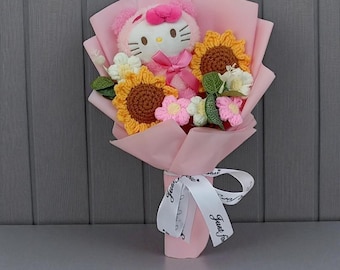Crochet Sunflower Plush Bouquet, Forever Flower Bouquet, Unique Birthday Gift, Graduation Gift, Class of 2026 Gift, Graduation Keepsake