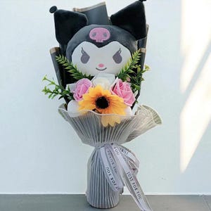 Ramo de flores de peluche, regalo para niños pequeños, ramo de peluche de anime colorido, regalo para el mejor amigo, peluches kawaii, flores para siempre, héroes de dibujos animados de peluche
