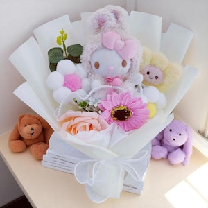 Cartoon Plush Bouquet, Cute Colorful Plush, Toddler Birthday Gift, Unique Gift For Daughter, Favorite Plush Anime Heroes, Valentine&#39;s Gift