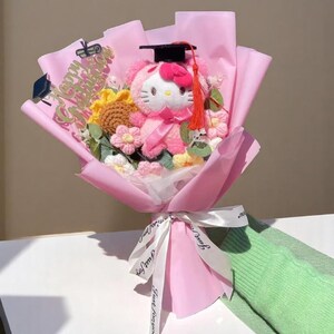 Graduation Plush Flower Bouquet, Graduation Gift, Perfect Kids Gift, Colorful Plush Anime Bouquet, Trendy Gift, Instagrammable Gift