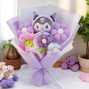 Cartoon Plush Flower Bouquet, Colorful Plush, Toddler Birthday Gift, Gift For Sister, Unique Gift For Daughter, Favorite Plush Anime Bouquet