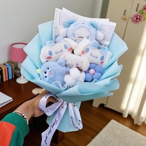 Plush Flower Bouquet, Forever Flower Bouquet, Colorful Anime Bouquet, Trendy Anniversary Gift, Unique Toddler Gift, Kawaii Plushies Flowers