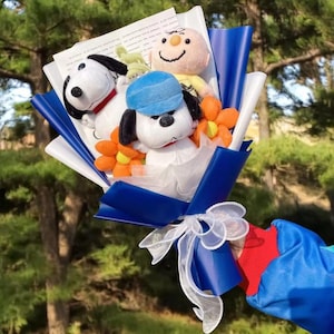 Cartoon Dogs Plush Bouquet, Plush Flower Bouquet, Children Birthday Gift, Graduation Gift, Perfect Kids Gift, Colorful Plush Anime Bouquet
