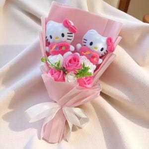 Cartoon Plush Flower Bouquet, Creative Roses Bouquet, Unique Toddler Gift, Sister Gift, Anniversary Gift, Anime Lovers Gift, Forever Flowers