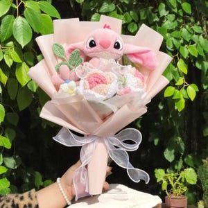 Plush Flower Bouquet, Crochet Flower Bouquet, Graduation Gift, Perfect Kids Gift, Plush Anime Bouquet, Trendy Gift, Instagrammable Gift