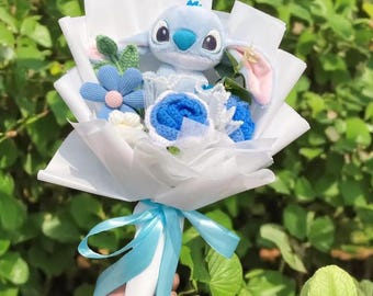 Pluszowy bukiet kwiatów na ukończenie szkoły, kolorowe kwiaty szydełkowe dla dzieci w stylu anime, wyjątkowy prezent urodzinowy, prezent dla absolwentów z 2026 roku, pamiątka z ukończenia szkoły