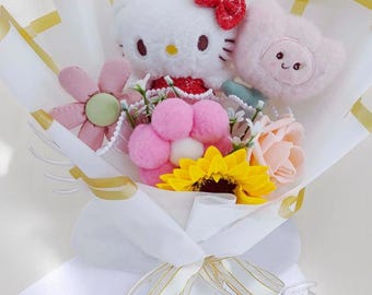 Cartoon Plush Flower Bouquet, Unique Birthday Gift, Graduation Plush Bouquet, Graduation Gift, Class of 2026 Gift, Graduation Keepsake