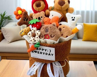 Animals Plush Flower Bouquet, Cartoon Dolls, Birthday Gift