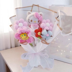 Cartoon Plush Flower Bouquet, Colorful Plush, Toddler Birthday Gift, Gift For Sister, Unique Gift For Daughter, Favorite Plush Anime Bouquet