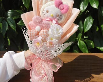 Graduation Plush Flower Bouquet, Anime Style, Kawaii Plushies, Trendy Gift, Unique Birthday Gift, Class of 2026 Gift, Graduation Keepsake
