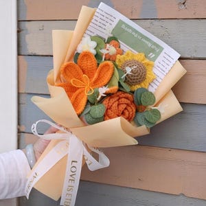 Handmade Crochet Bouquet, Bouquet for Anniversary, Graduation Bouquet, Wedding Gift, Trendy Gift, Gift For Mom/Grandmom, Knitted Bouquet