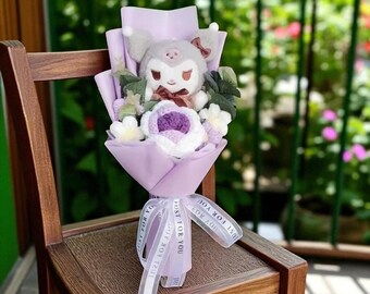 Plüsch Blumenstrauß, bunte Anime-Häkelblumen, Abschluss-Blumenstrauß, einzigartiges Geburtstagsgeschenk, Klasse von 2026 Geschenk, Abschluss-Andenken
