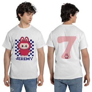 Custom Labubu T-Shirt | Personalized Name & Lucky Number Tee | Trendy Birthday Gift