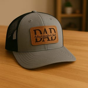 Personalized Dad Hat: Custom Leather Patch Trucker Cap