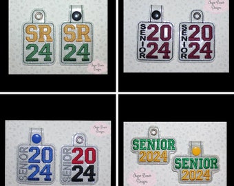 ITH Set of Senior 2024 Key Fobs Design Machine Embroidery * Bonus SVG Cut files included!