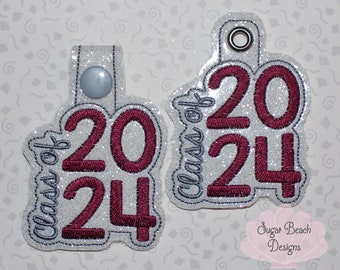 ITH Class of 2024 Key Fob Design Machine Embroidery * Bonus SVG Cut files included!