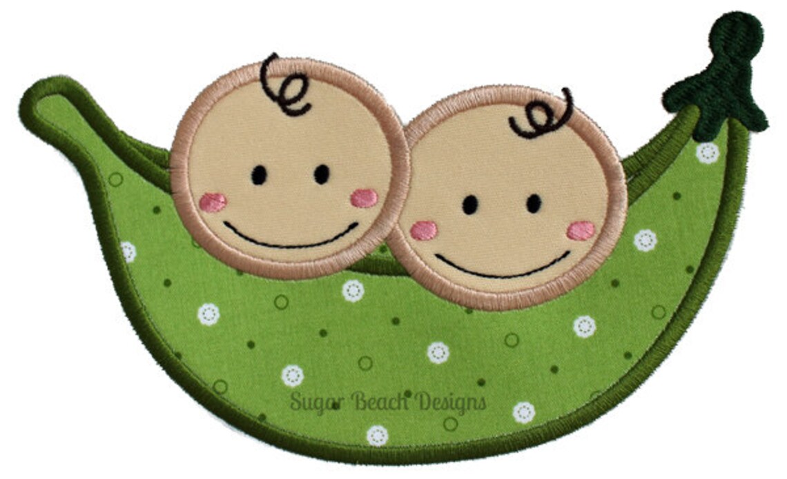 2 Peas in a Pod Machine Applique Embroidery Design 096 Etsy