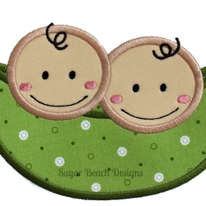 2 Peas in a Pod-  Machine Applique Embroidery Design (096)