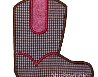 Cowboy Boot Digital Applique Embroidery Design (028)