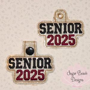 ITH Senior 2025 Key Fob Design Machine Embroidery * Bonus SVG Cut file included!