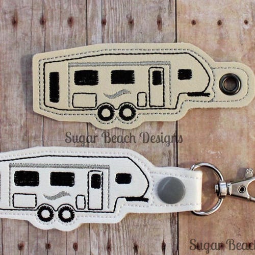 ITH Happy Camper Key Fob Design Machine Embroidery BONUS SVG Etsy