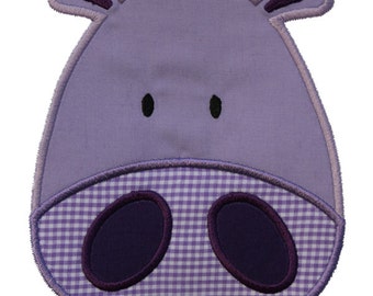 Hippo Applique Machine Embroidery Design (017)