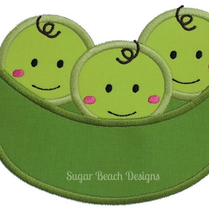 3 Peas in a Pod-  Machine Applique Embroidery Design (097)