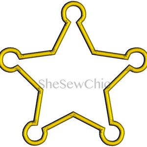 Sheriff Badge Deputy Star Digital Applique Embroidery Design 031 image 2