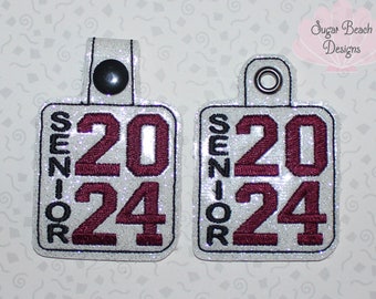 ITH Senior 2024 Vertical Key Fob Design Machine Embroidery * Bonus SVG Cut file included!