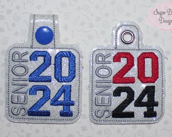 ITH Senior 2024 Side Key Fob Design Machine Embroidery * Bonus SVG Cut file included!