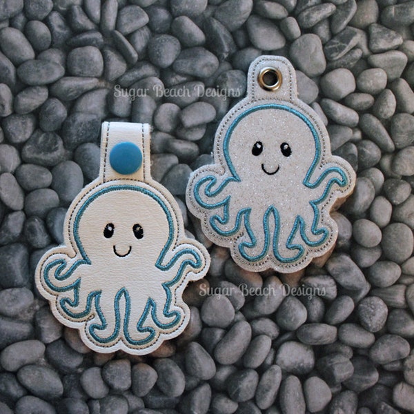 ITH Octopus Key Fob Design Machine Embroidery * Bonus SVG Cut file included!