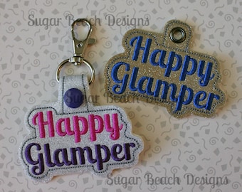 ITH Happy Glamper Key Fob Design Machine Embroidery, BONUS SVG cutting files included!