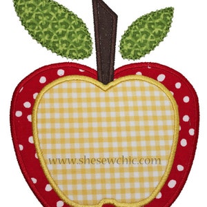 Back to School - Double Apple Digital Applique Embroidery Design (036)