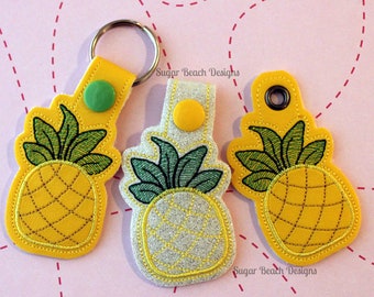 ITH Pineapple Key Fob Design Machine Embroidery * Bonus SVG Cut files included!