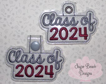 ITH Class of 2024 Key Fob Design Machine Embroidery * Bonus SVG Cut files included!