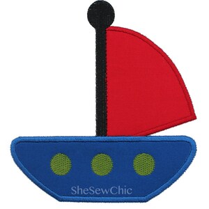 帆船のアップリケ機械刺繍デザイン (Sailboat2 015)