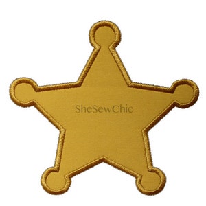 Sheriff Badge Deputy Star Digital Applique Embroidery Design 031 image 1