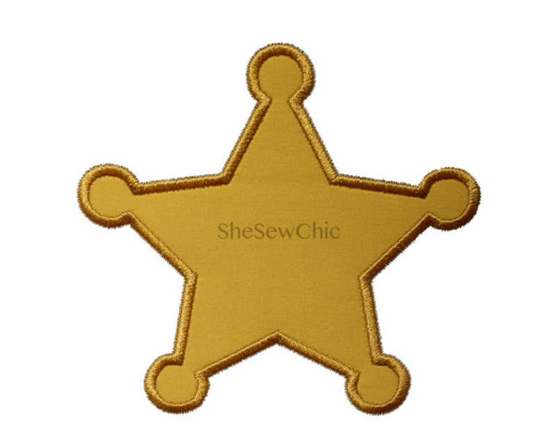 Sheriff Badge Deputy Star Digital Applique Embroidery Design 031 image 1