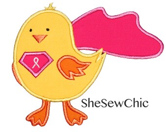 Super Tough Chick Applique Embroidery Design - Breast Cancer Awareness (70)