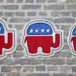 ITH Right Republican Elephant Feltie Design Machine Embroidery ~ Includes Bonus SVG Cutting Files!!